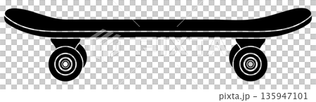 Black and white skateboard, without background. 135947101