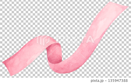Pink watercolor ribbon set, wavy ribbon curled wave flow, elegant luxury decoration banner, abstract curve swirl line, gift card invitation border label corner. 135947388
