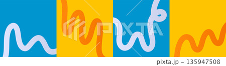 Abstract background with flowing colorful ribbons and wavy lines creates dynamic patterns. Modern graphic design featuring vibrant gradients and 3D shapes for posters. 135947508