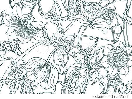 white flowers outline white flowers outline 135947531