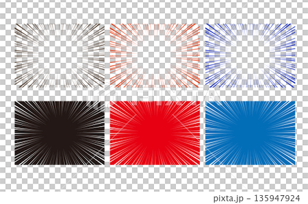 漫畫風格密集線條向量素材（黑色、紅色、藍色，附背景、不含背景） 135947924