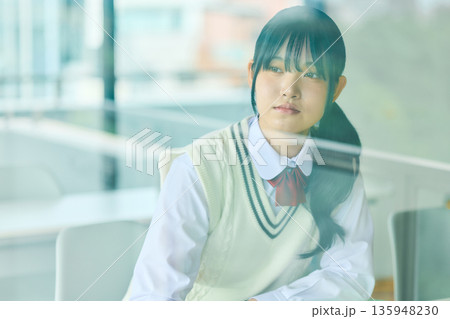 試験勉強に励む女子高校生 試験勉強に励む女子高校生 135948230