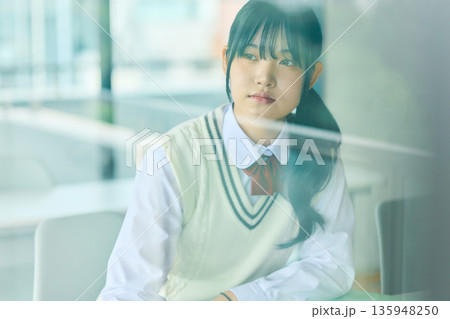 試験勉強に励む女子高校生 試験勉強に励む女子高校生 135948250