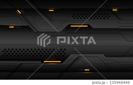 Abstract black cyber line circuit yellow light power geometric dynamic on dark metallic technology futuristic background vector Abstract black cyber line circuit yellow light power geometric dynamic on dark metallic technology futuristic background vector 135948498