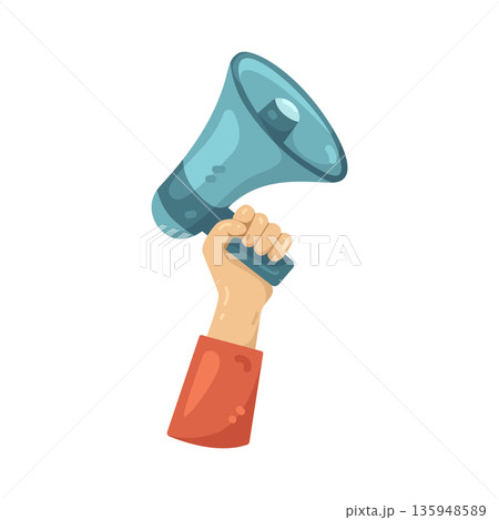 Illustration of hand holding megaphone 135948589