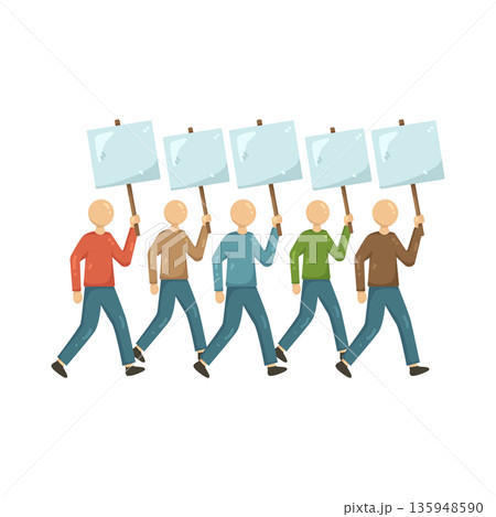 Illustration of protester holding a sign 135948590