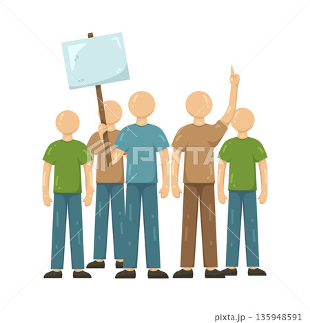 Illustration of protester holding a sign 135948591