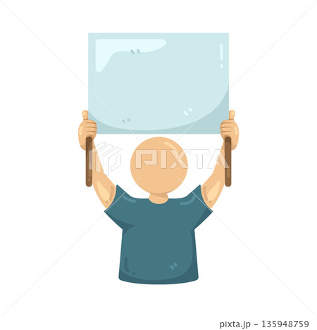 Illustration of protester holding a sign Illustration of protester holding a sign 135948759