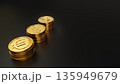 黒背景の左側に並ぶユーロ・ドル・円の金貨と右側の余白 資産成長・成功・プレミアムな投資イメージ 135949679