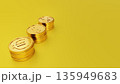 黄色の背景の左側のユーロ・ドル・円金貨と右側の余白 繁栄・金運・ポジティブな日本円資産形成のイメージ 135949683