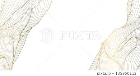 Luxury abstract gold wave pattern, elegant line art background. Premium Japanese vector design, flowing curves, luxury graphic, organic shapes, soft textures, poster, frame, wallpaper Luxury abstract gold wave pattern, elegant line art background. Premium Japanese vector design, flowing curves, luxury graphic, organic shapes, soft textures, poster, frame, wallpaper 135950112