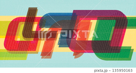 Various geometric shapes vivid colors transparent with riso print effect vector illustration. Colorful graphic elements retro risograph technique. Various geometric shapes vivid colors transparent with riso print effect vector illustration. Colorful graphic elements retro risograph technique. 135950163