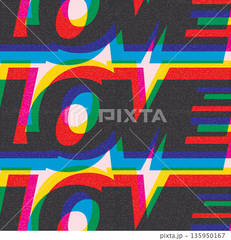 Love word CMYK colors overlap transparent with riso print effect vector illustration. Colorful graphic elements retro risograph technique. Love word CMYK colors overlap transparent with riso print effect vector illustration. Colorful graphic elements retro risograph technique. 135950167
