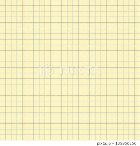 Old yellow square notebook paper seamless pattern. Squared grid texture with blue lines. Paper math mesh sheet seamless background. Vector illustration isolated on white background 135950550