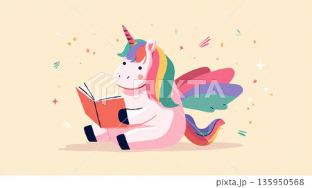 Unicorn with a book Unicorn with a book 135950568