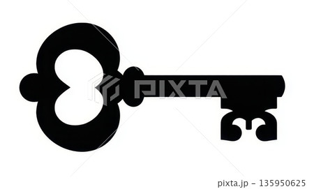 Key symbol for unlocking doors Key symbol for unlocking doors 135950625