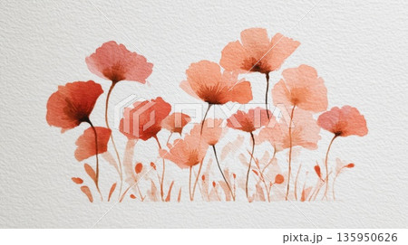 Watercolor flowers in red shades Watercolor flowers in red shades 135950626