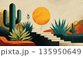 Desert sunset with plants 135950649