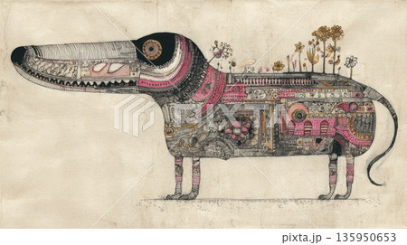 Dog shows creative design in art 135950653