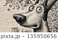 Art of a dog with doodle background 135950656