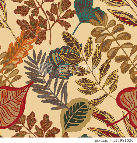 seamless pattern with autumn leaves 135951026