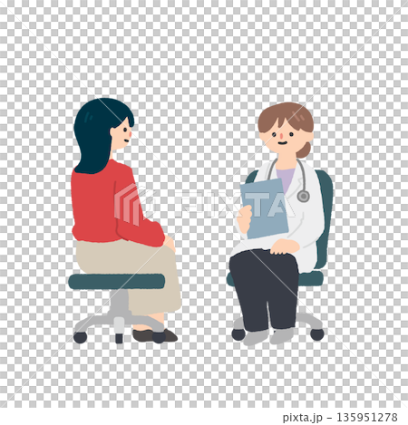医師と女性患者の診察・医療相談イラスト 医師と女性患者の診察・医療相談イラスト 135951278