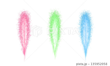 ライブ演出に使いやすい赤緑青の噴射花火素材背景透過 135952058