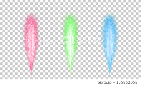 ライブ演出に使いやすい赤緑青の噴射花火素材背景透過 135952058