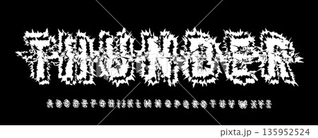 Rough Grunge Font Logo Alphabet Uneven Letter Set Horror Typography, Sharp Psycho Typographic Design for Punk Music Title Text, Typo Poster Headline, Hand Written Crooked Fonts. Vector Typeface 135952524
