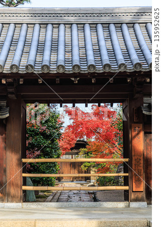 山門と紅葉が織りなす静寂の秋 135952625