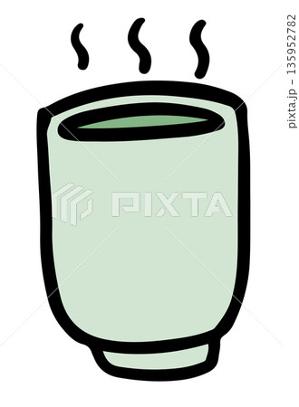 Hand drawn hot matcha drink mug for cafe, Japanese restaurant, drink menu, recipe decoration, sticker, department store, supermarket, mart, beverage, kitchenware, office snack, breakfast, lunch Hand drawn hot matcha drink mug for cafe, Japanese restaurant, drink menu, recipe decoration, sticker, department store, supermarket, mart, beverage, kitchenware, office snack, breakfast, lunch 135952782