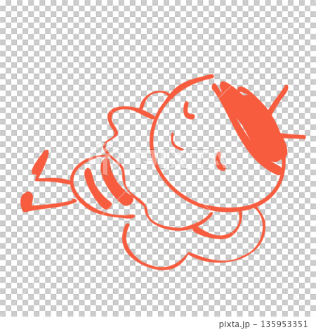 一幅手繪插圖,描繪了一隻可愛的蜜蜂角色舒適地閉著眼睛睡覺。 一幅手繪插圖,描繪了一隻可愛的蜜蜂角色舒適地閉著眼睛睡覺。 135953351
