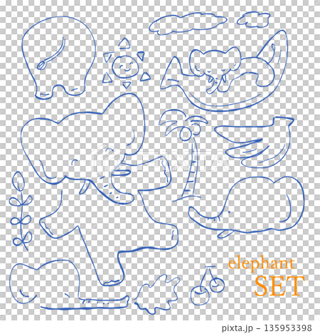 バナナと遊ぶゆるいぞうの手描きイラストセット 135953398