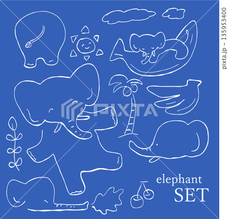 バナナと遊ぶゆるいぞうの手描きイラストセット 135953400