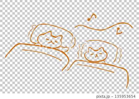 Illustration of kittens taking a nap at a nursery school Illustration of kittens taking a nap at a nursery school 135953654