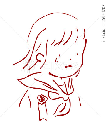 卒業式で涙する学生のイラスト 135953707