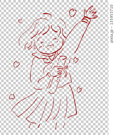Illustration of a student happy to hold a diploma Illustration of a student happy to hold a diploma 135953710