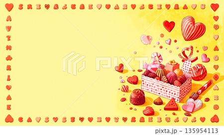 ハッピーな空気を包んだチョコレートのあるバレンタイン 135954113
