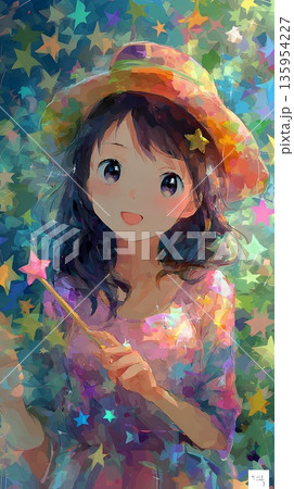 カラフルなドレスを着た少女 カラフルなドレスを着た少女 135954227