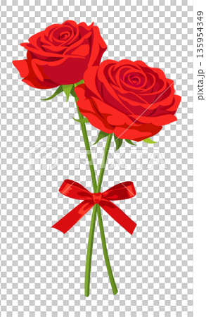 赤いバラの花束とリボン(背景透過) 愛と情熱のプレゼントのイラスト素材 赤いバラの花束とリボン(背景透過) 愛と情熱のプレゼントのイラスト素材 135954349