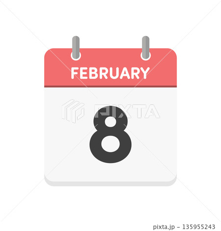 2月8日・FEBRUARY 8th の日めくりカレンダーアイコン - 2/8のシンプルな暦 2月8日・FEBRUARY 8th の日めくりカレンダーアイコン - 2/8のシンプルな暦 135955243