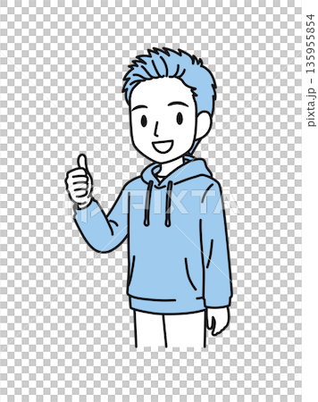 Illustration material of a man in casual clothes making a good pose 135955854