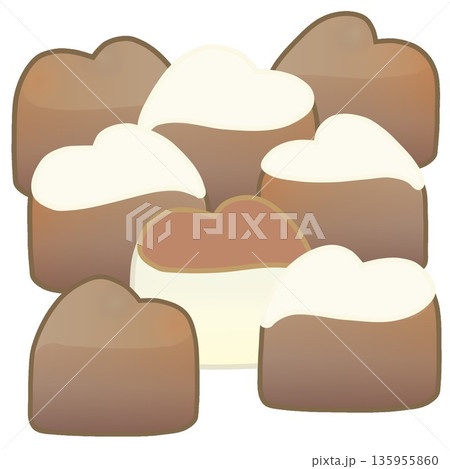 一塊のハート型チョコレートのイラスト 一塊のハート型チョコレートのイラスト 135955860