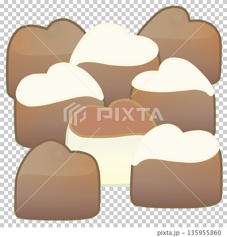 一塊のハート型チョコレートのイラスト 一塊のハート型チョコレートのイラスト 135955860