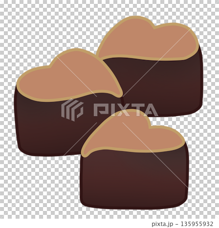 一塊のハート型チョコレートのイラスト 135955932