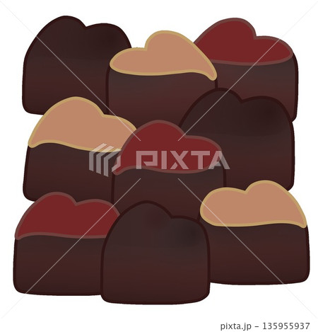一塊のハート型チョコレートのイラスト 135955937