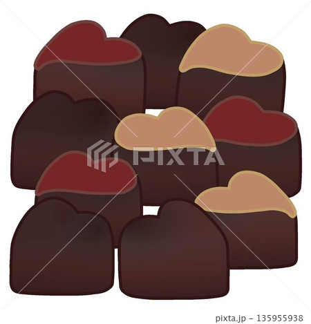 一塊のハート型チョコレートのイラスト 一塊のハート型チョコレートのイラスト 135955938