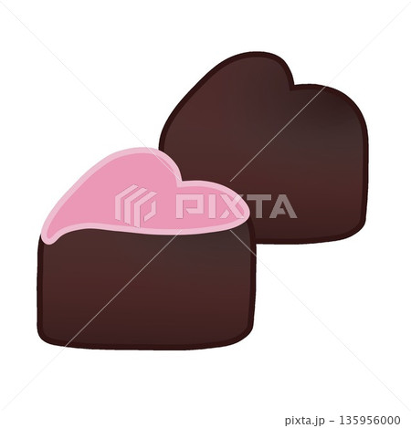 一塊のハート型チョコレートのイラスト 一塊のハート型チョコレートのイラスト 135956000