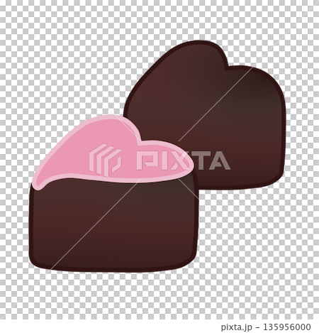 一塊のハート型チョコレートのイラスト 一塊のハート型チョコレートのイラスト 135956000