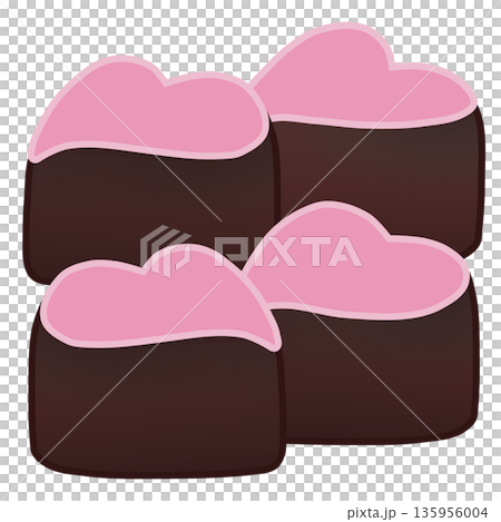 一塊のハート型チョコレートのイラスト 一塊のハート型チョコレートのイラスト 135956004
